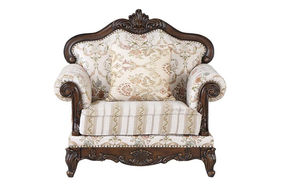 ACME - Nayla Chair with Pillow in Pattern/Cherry