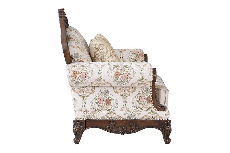 ACME - Nayla Chair with Pillow in Pattern/Cherry