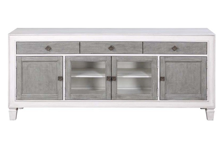 ACME - Katia TV Stand in Rustic Gray/Weathered White