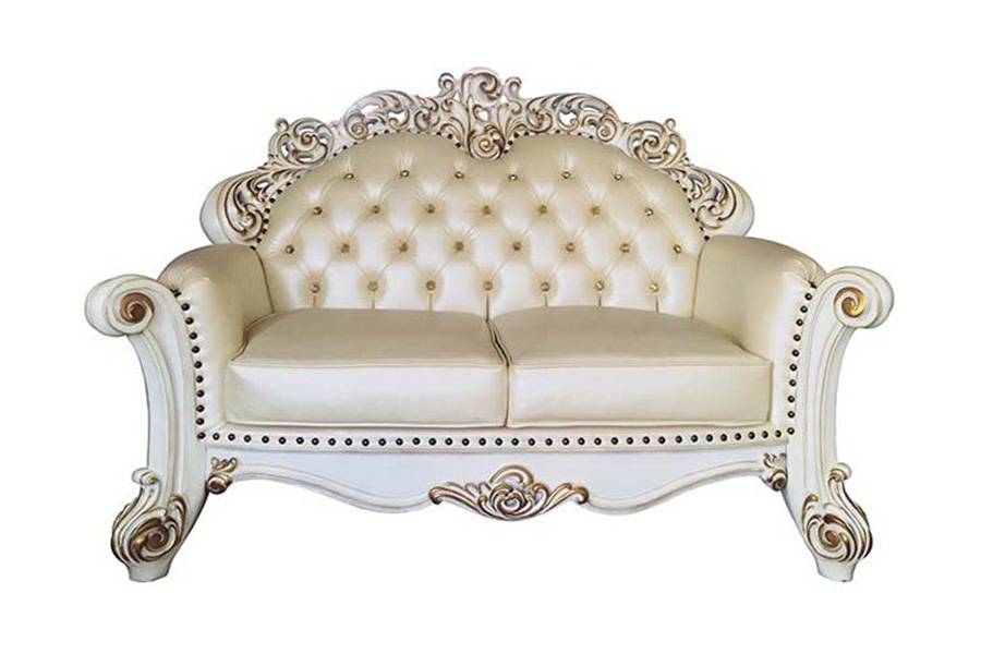 ACME Vendome Loveseat with 3 Pillows - Beige