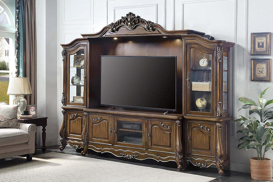ACME - Latisha Entertainment Center in Antique Oak