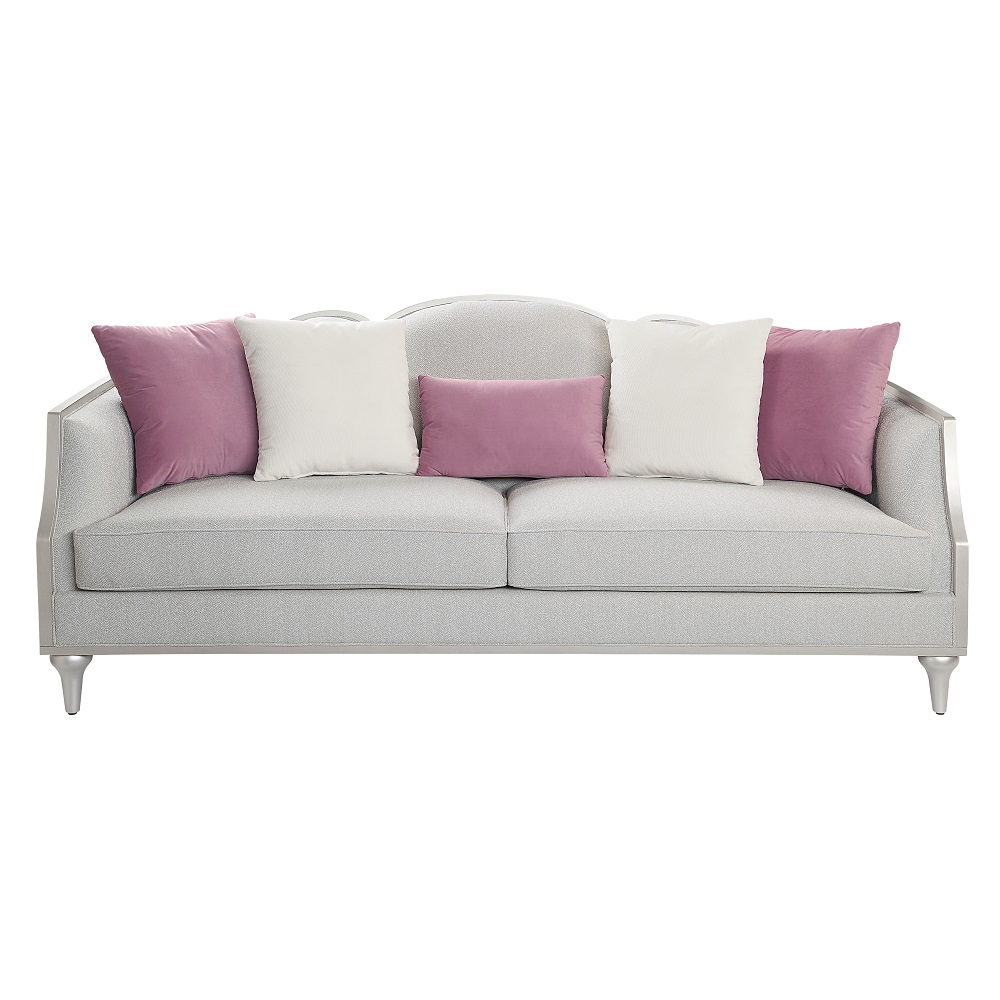 ACME - Kasa Sofa with 5 Pillows in Beige Linen/Champagne