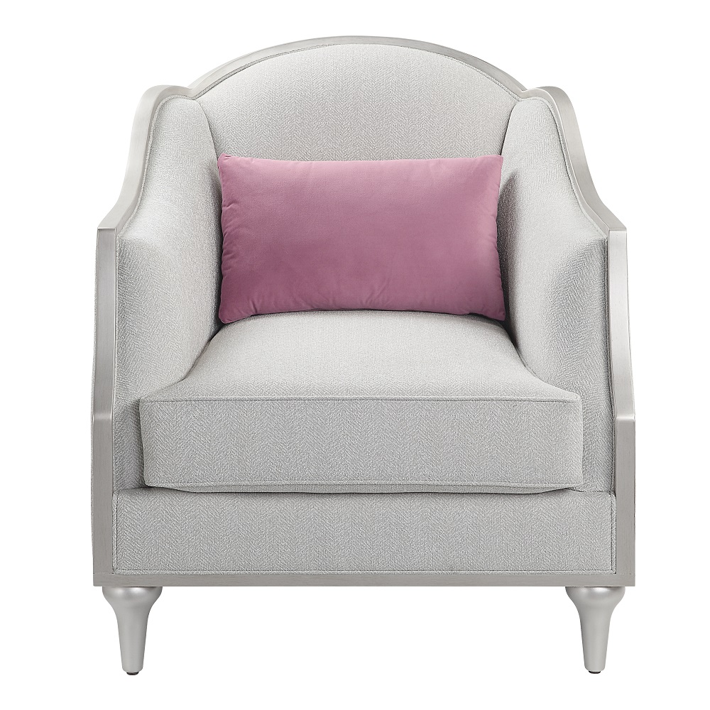 ACME - Kasa Chair with Pillow in Beige Linen/Champagne