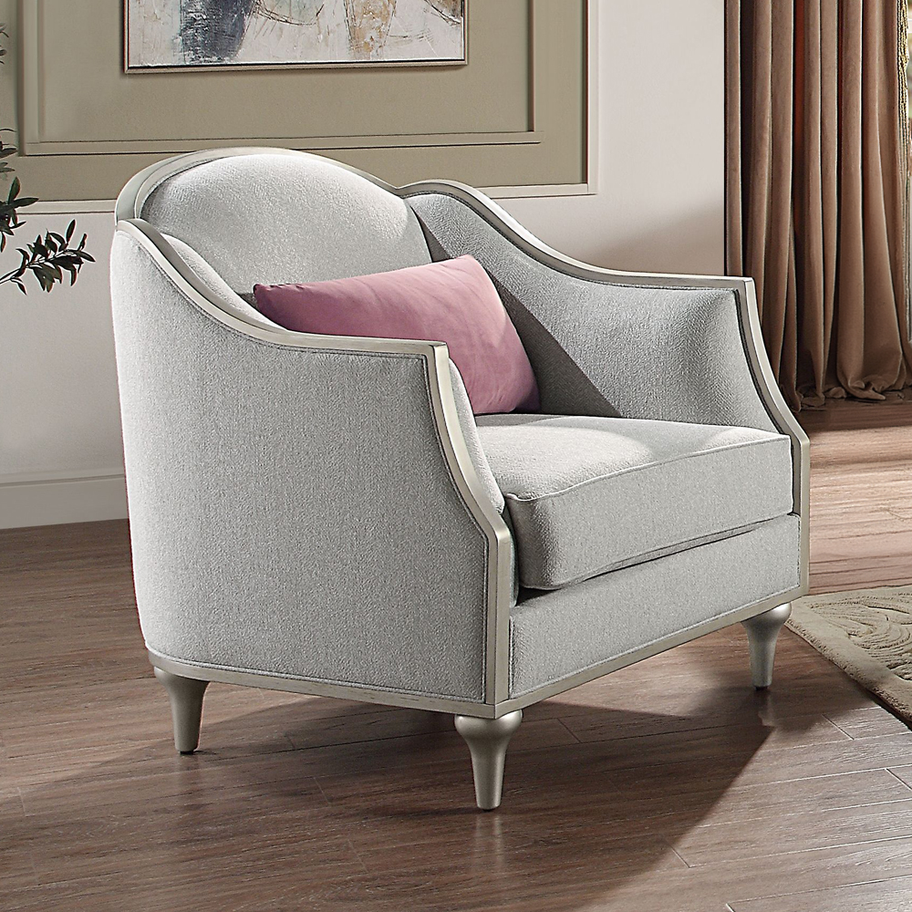 ACME - Kasa Chair with Pillow in Beige Linen/Champagne