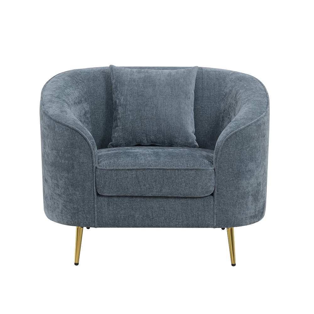ACME - Nakendra Chair with Pillow in Cobalt Blue Chenille