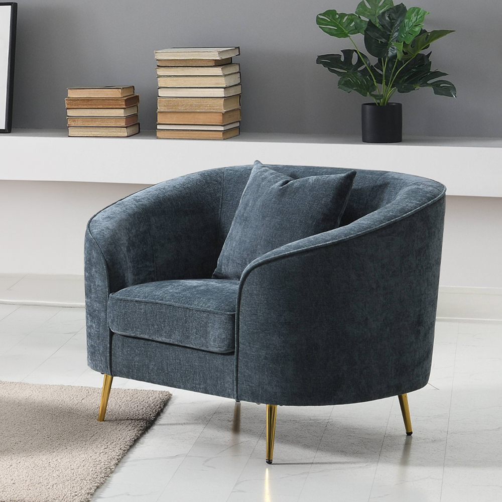 ACME - Nakendra Chair with Pillow in Cobalt Blue Chenille