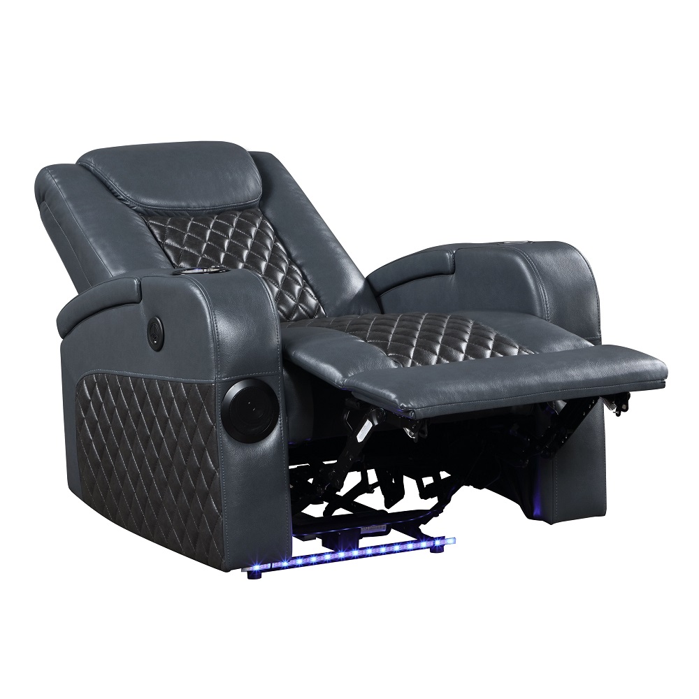 ACME Alair Power Motion Recliner with Bluetooth, Wireless Charger & Cupholder - Blue/Black