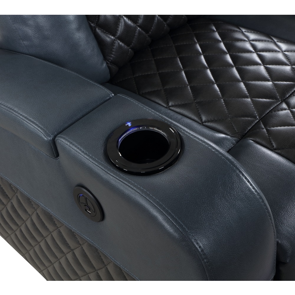 ACME Alair Power Motion Recliner with Bluetooth, Wireless Charger & Cupholder - Blue/Black