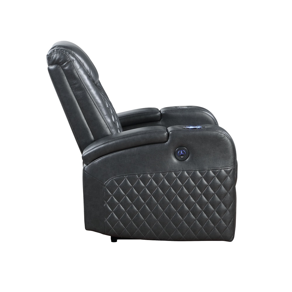 ACME Alair Power Motion Recliner with Bluetooth, Wireless Charger & Cupholder - Dark Gray