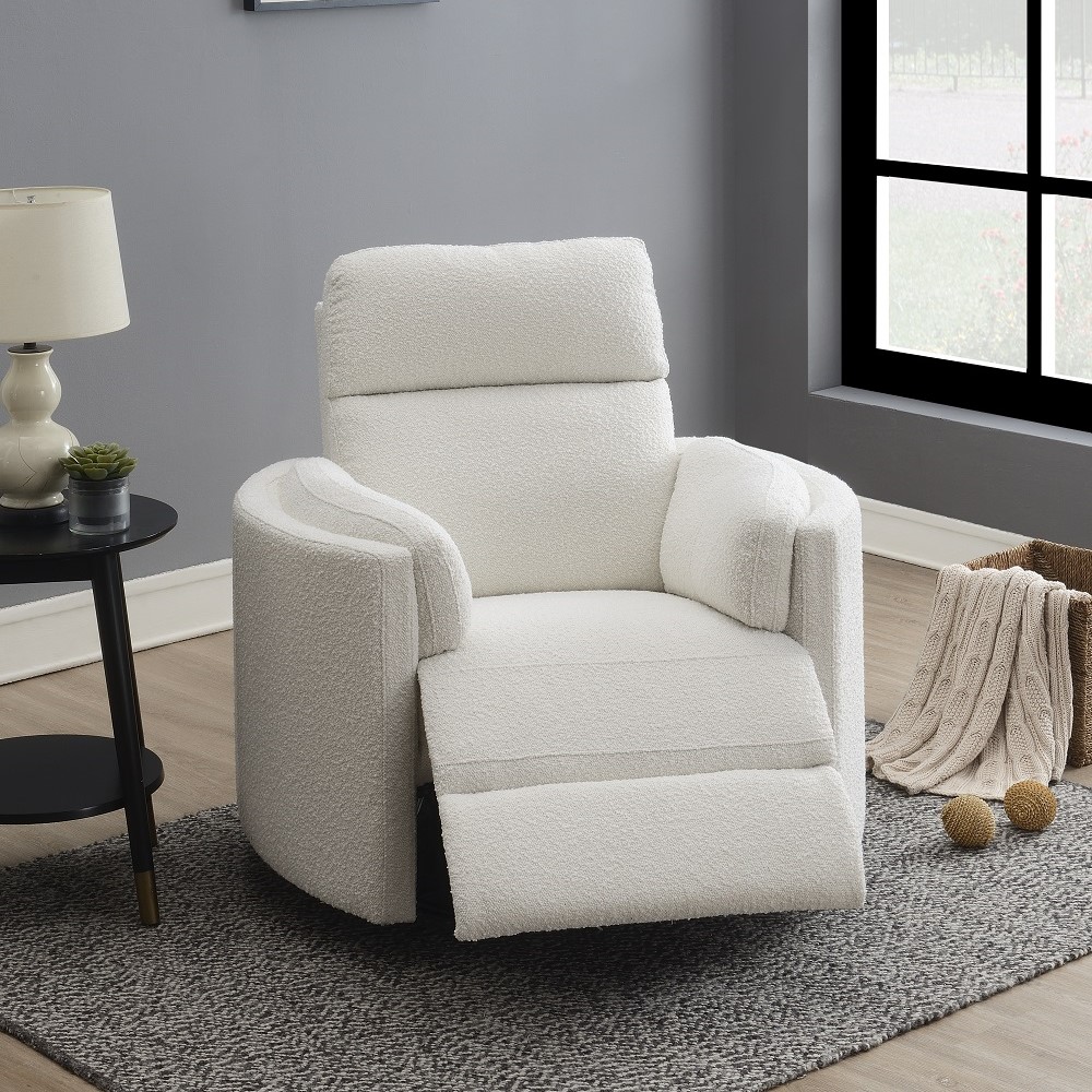ACME Sagen Glider Recliner with Swivel - Beige Boucle
