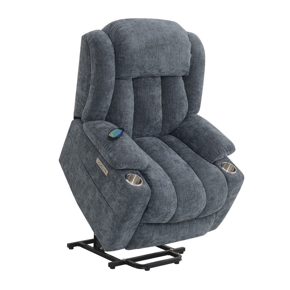 ACME Omarion Power Recliner with Lift & Heating & Massage - Blue Chenille