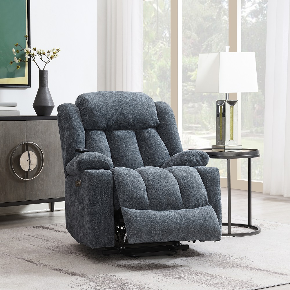ACME Omarion Power Recliner with Lift & Heating & Massage - Blue Chenille