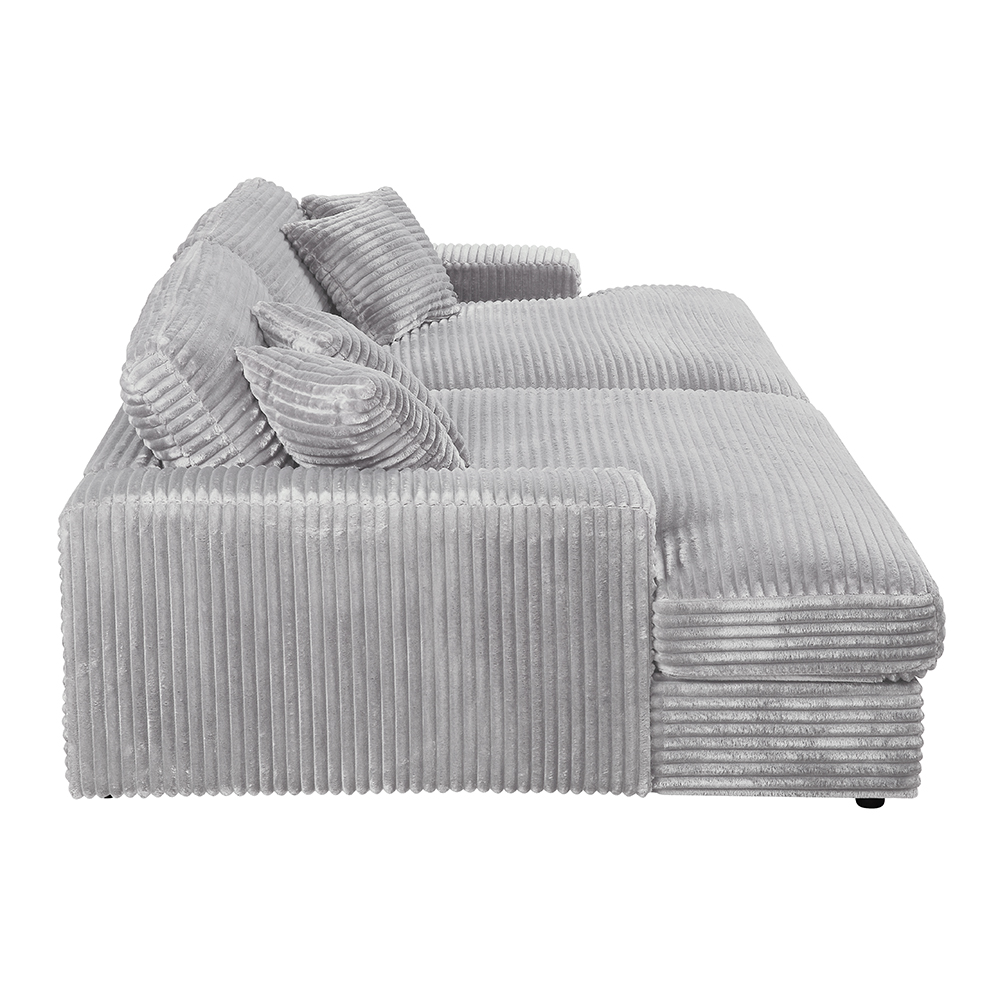 ACME Hilde Sectional Sofa with 4 Pillows - Beige Velvet
