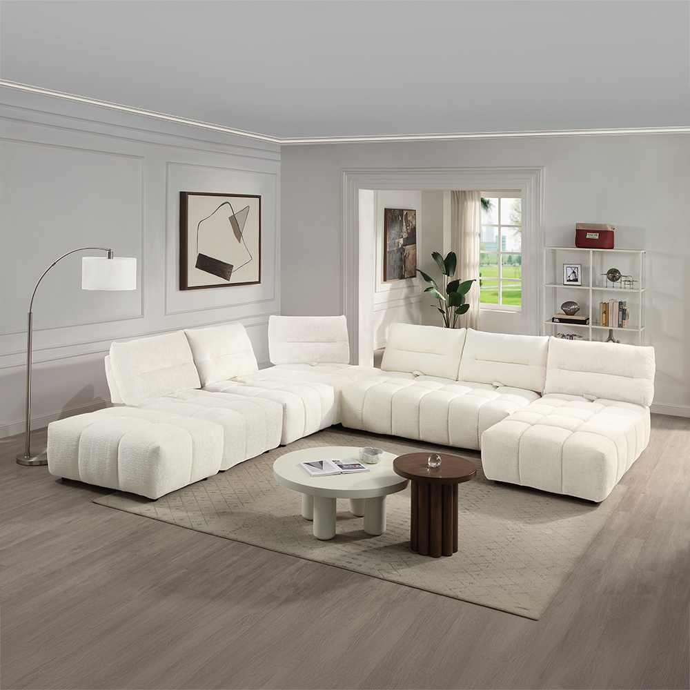 ACME - Loanna Ottoman in Beige Linen