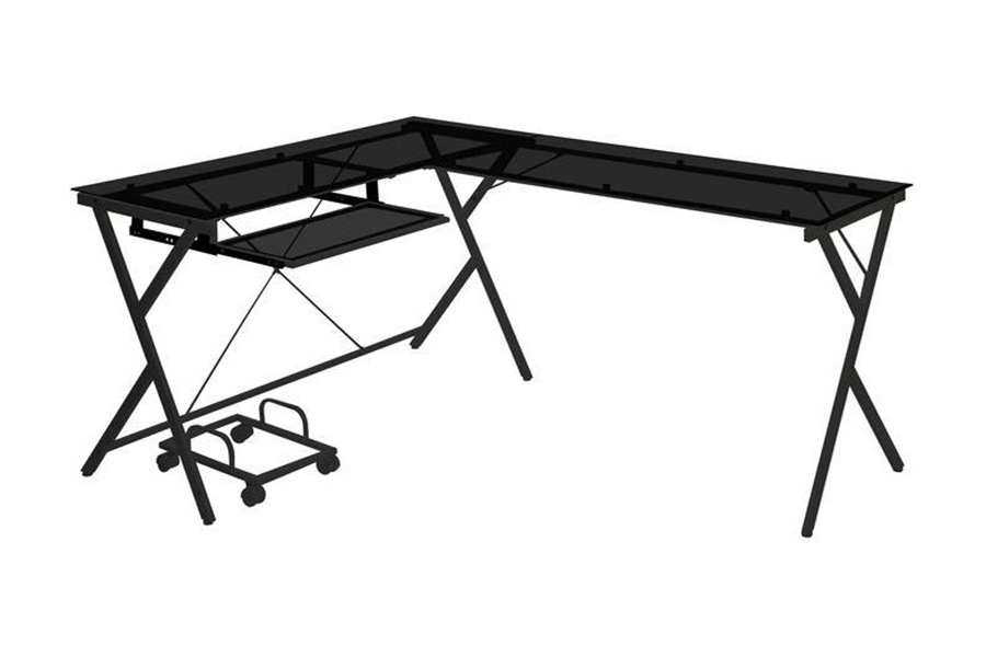 ACME Demas Computer Desk - Black Glass and Black Finish