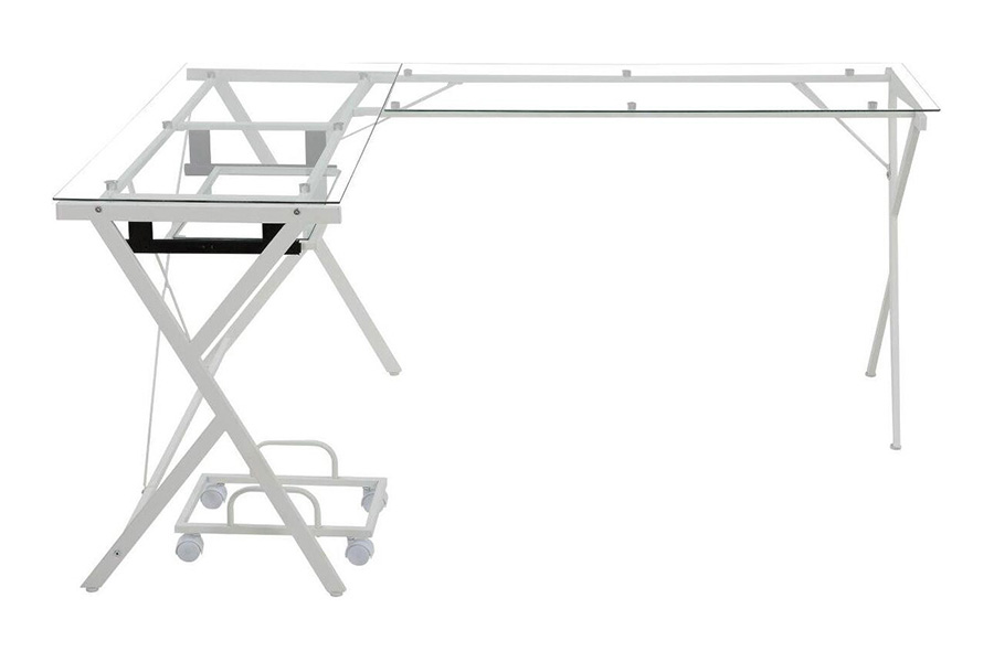 ACME Demas Computer Desk - Clear Glass and White Finish