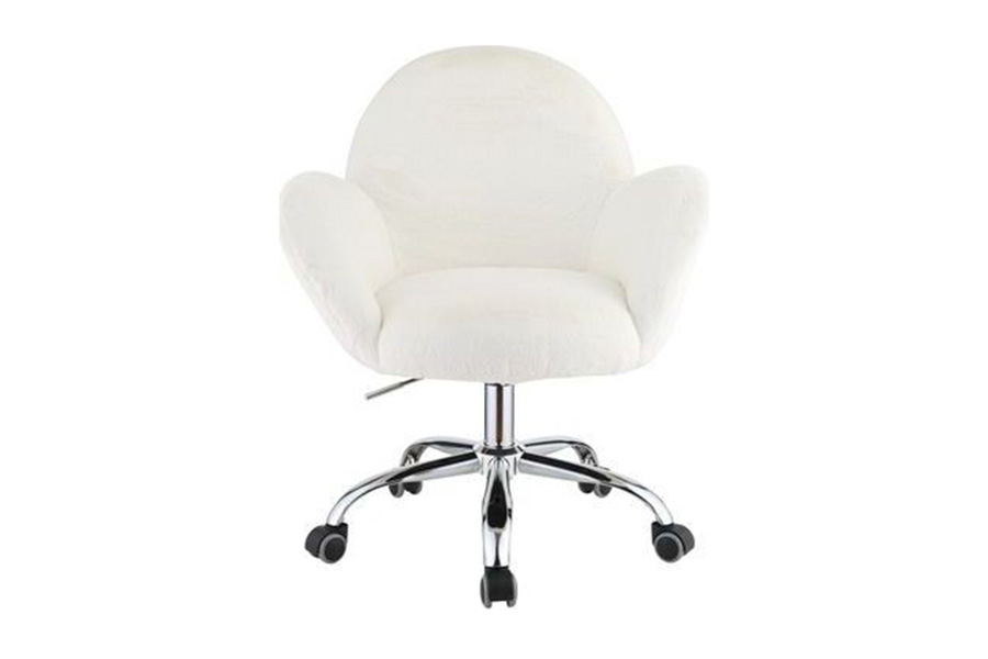 ACME - Jago Office Chair in White Lapin/Chrome