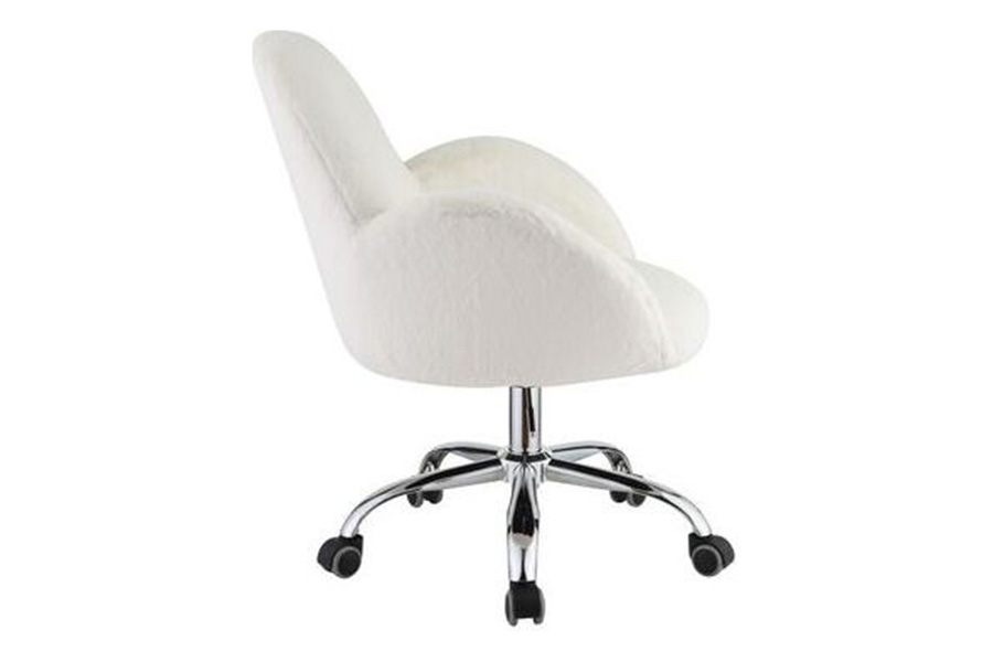 ACME - Jago Office Chair in White Lapin/Chrome