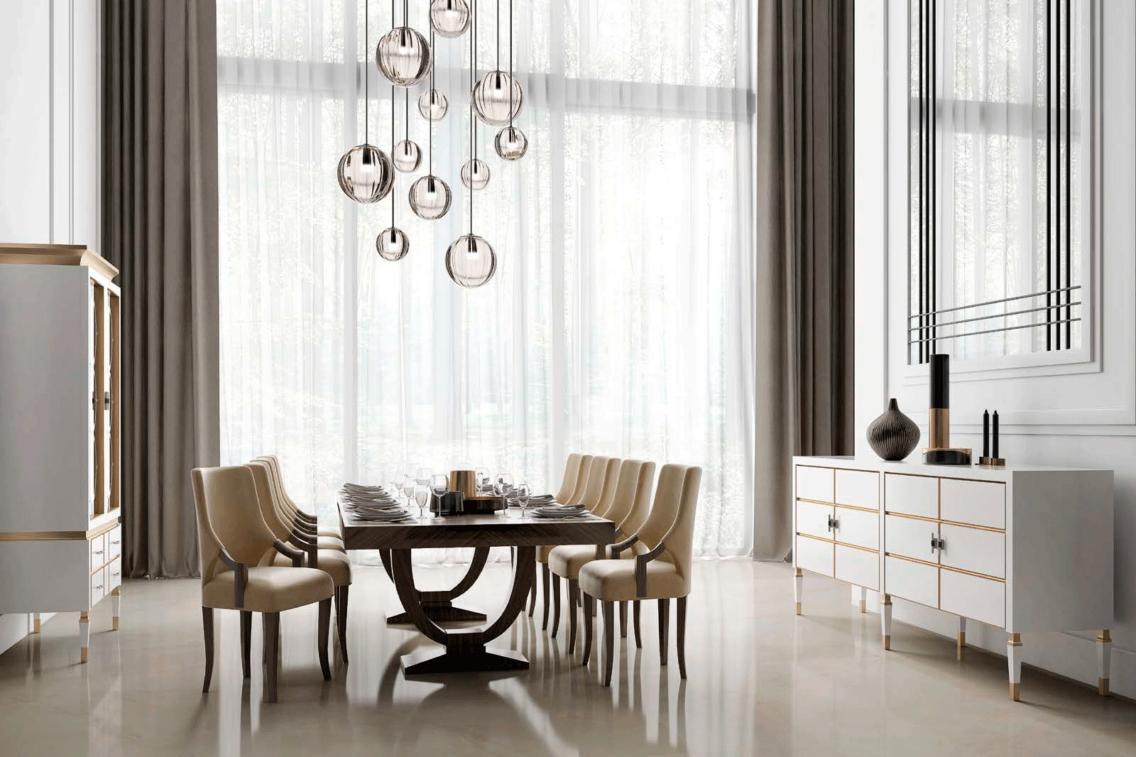 Alexandra - Chelsea Dining Table in Natural Shiny Lacquer
