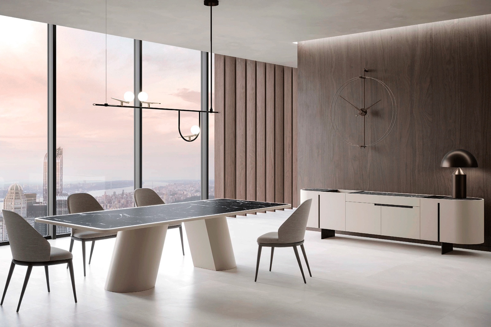 Alexandra - Altea Dining Table in Matt Stone Gray, Ceramic Porcelain
