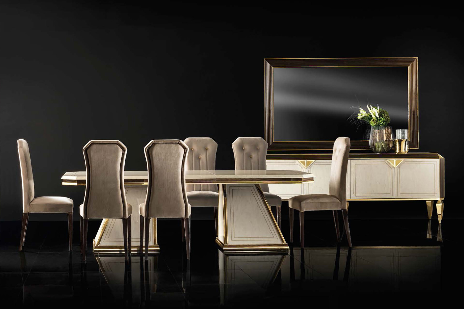 Arredoclassic - Diamante Dining Rectangular Table W/2 Extensions