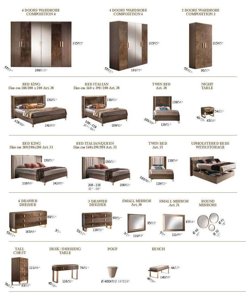 Arredoclassic Essenza Bed Queen Size Fully Upholstered - Brown/Gold, Cat. B