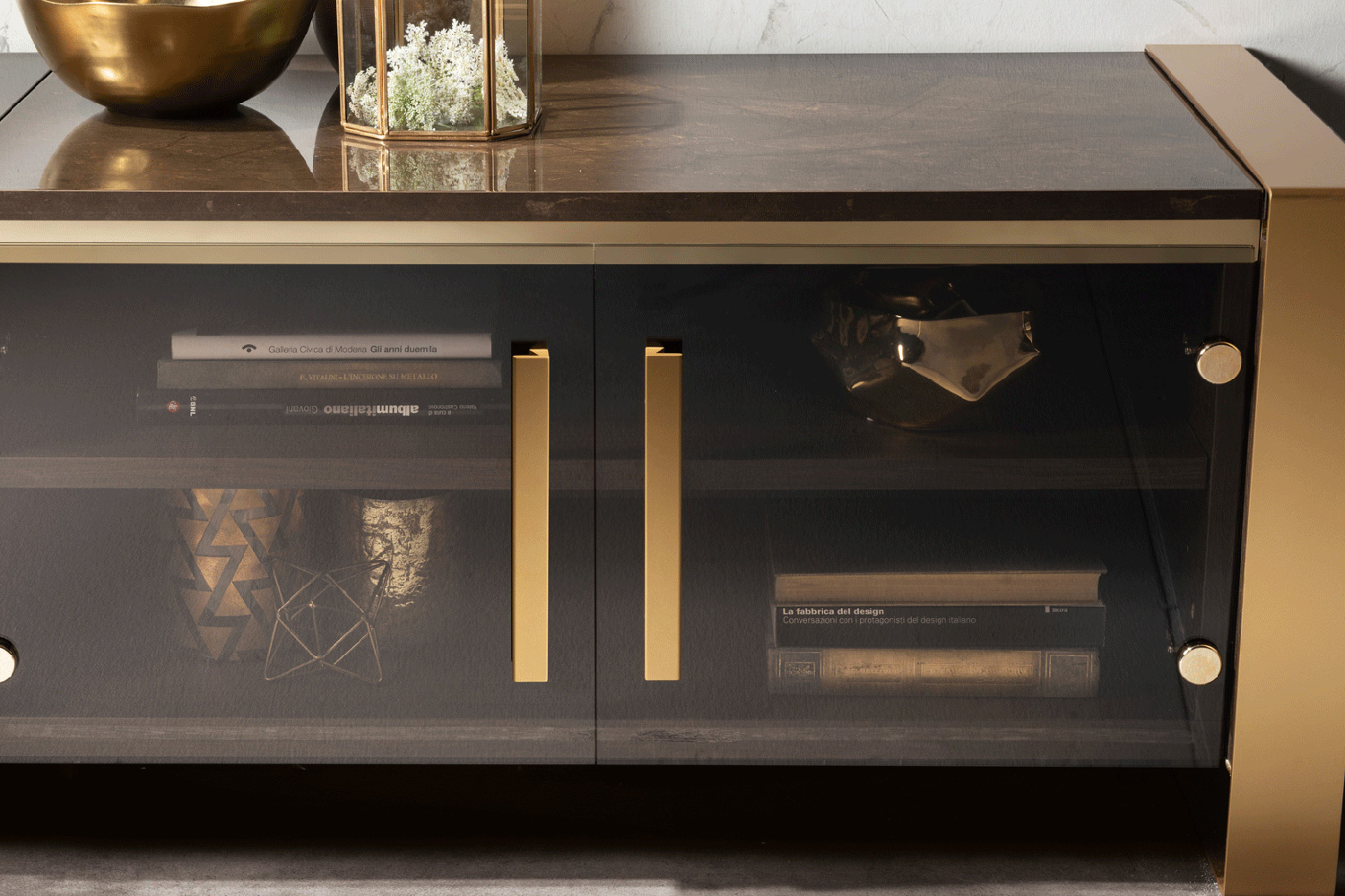 Arredoclassic - Essenza Entertainment Center Set Of 2 Glass Doors