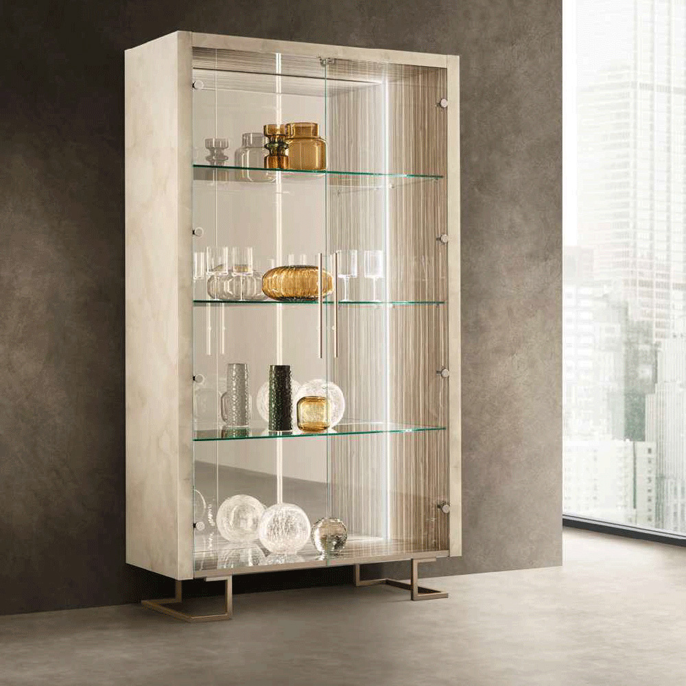 Arredoclassic - Luce Light 2 Doors Cabinet With Glass Shelves