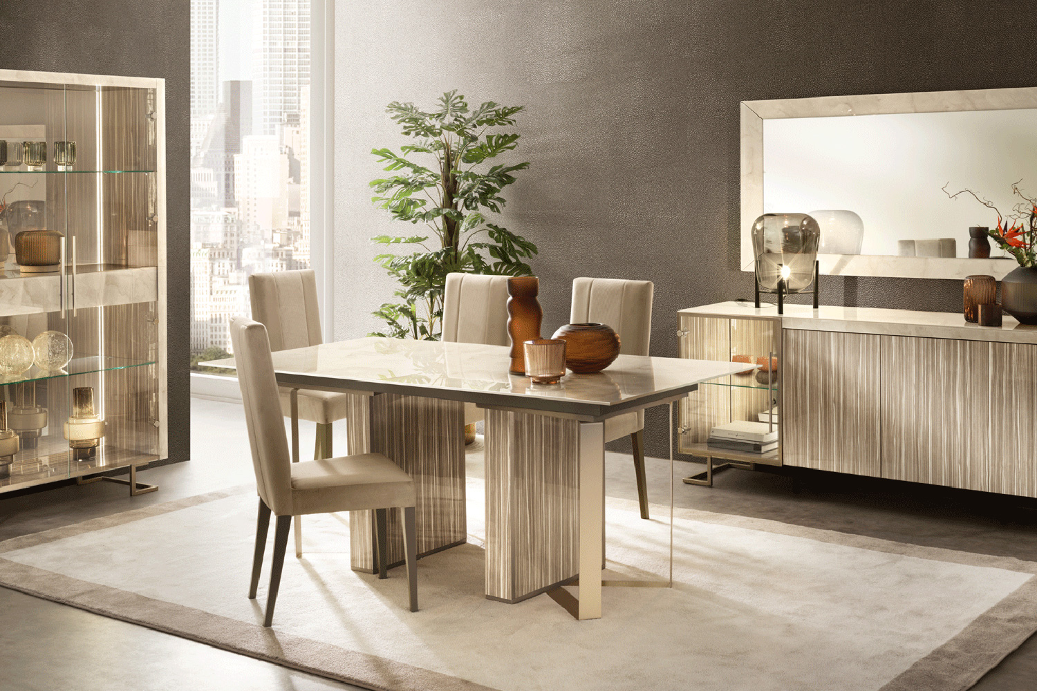 Arredoclassic Luce Light Dining Rectangular Fix Top Table - Light Beige, 200 x 115 cm