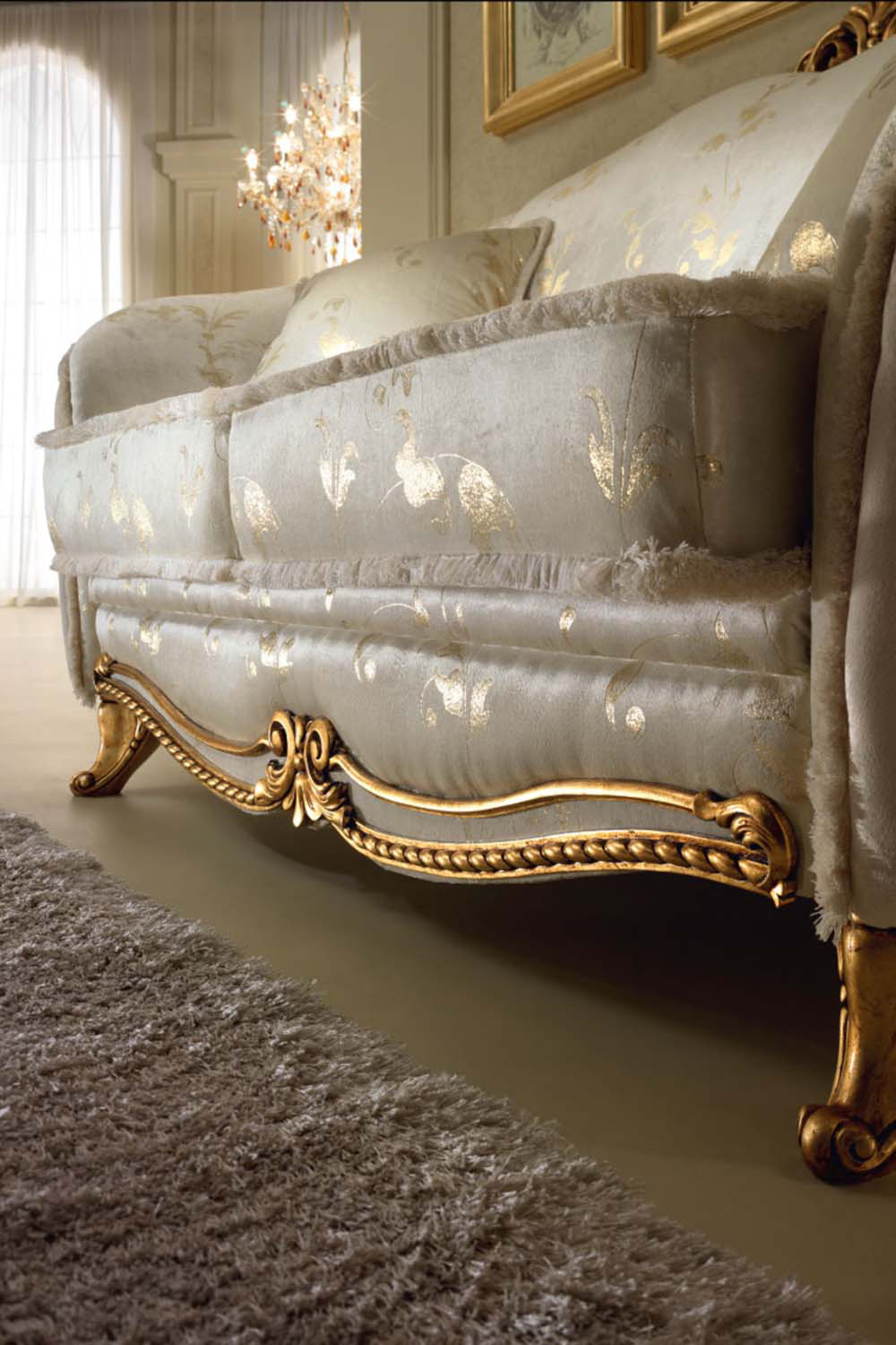 Arredoclassic Donatello Loveseat - White/Gold, Cat. C/G