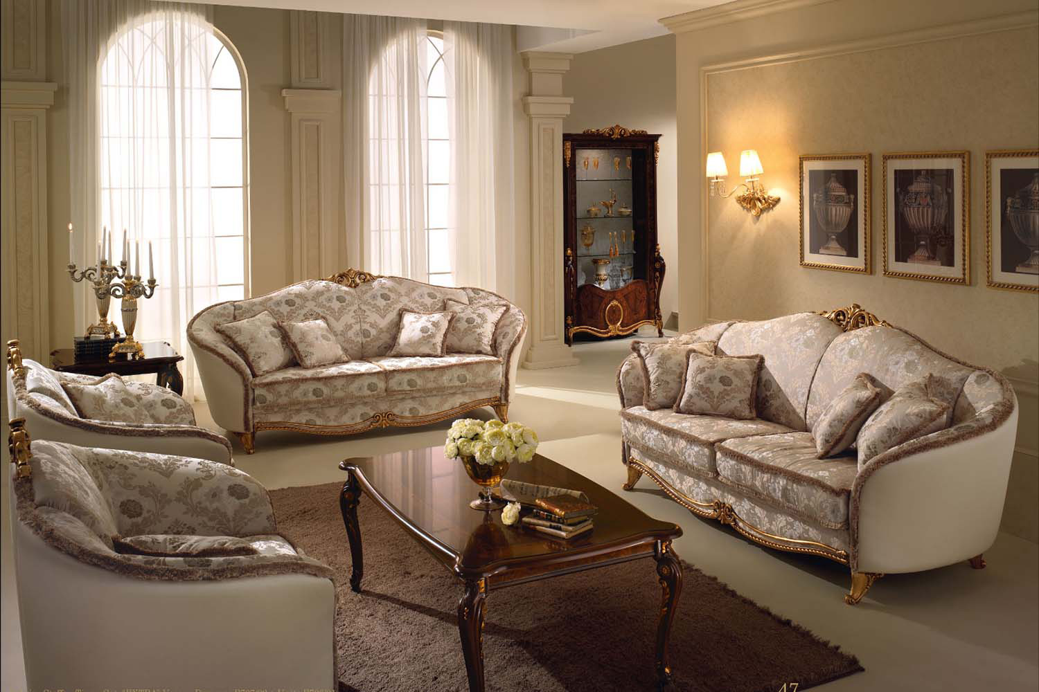 Arredoclassic Donatello Loveseat - White/Gold, Cat. C/G
