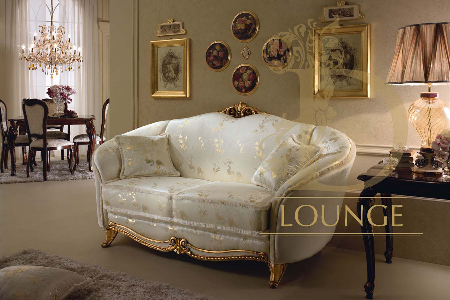 Arredoclassic Donatello Loveseat - White/Gold, Cat. C/G