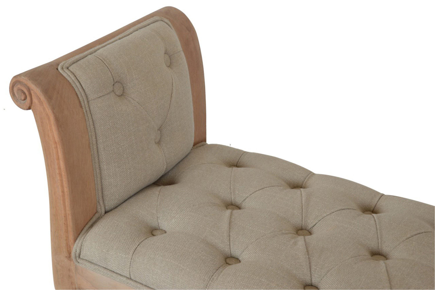 Artisan - Carved French Style Bench in Mud, Linen