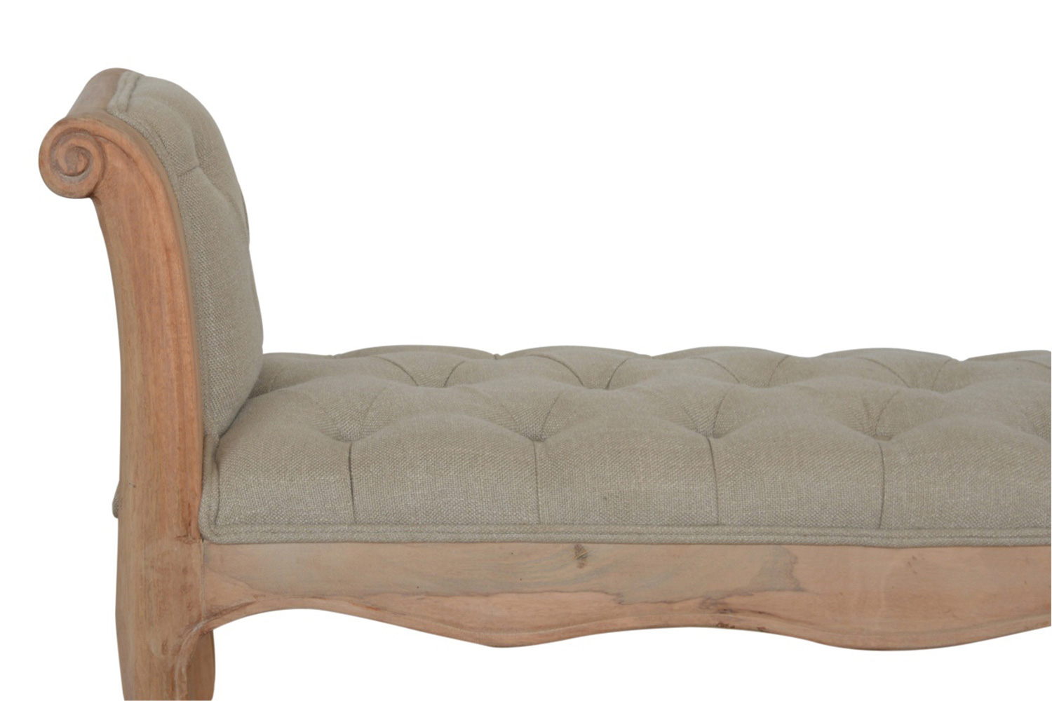 Artisan - Carved French Style Bench in Mud, Linen