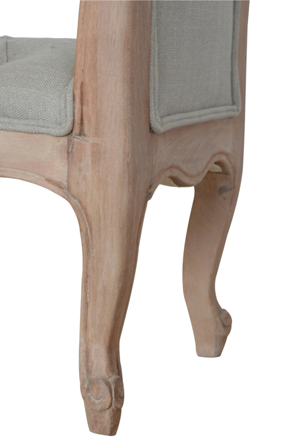 Artisan - Carved French Style Bench in Mud, Linen