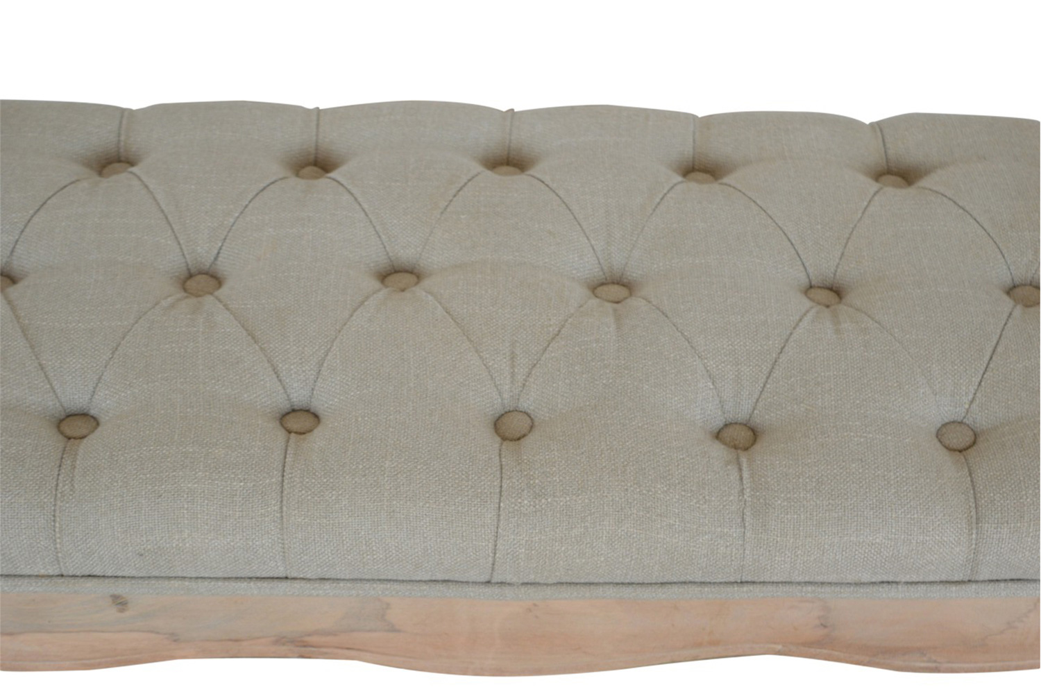 Artisan - Carved French Style Bench in Mud, Linen