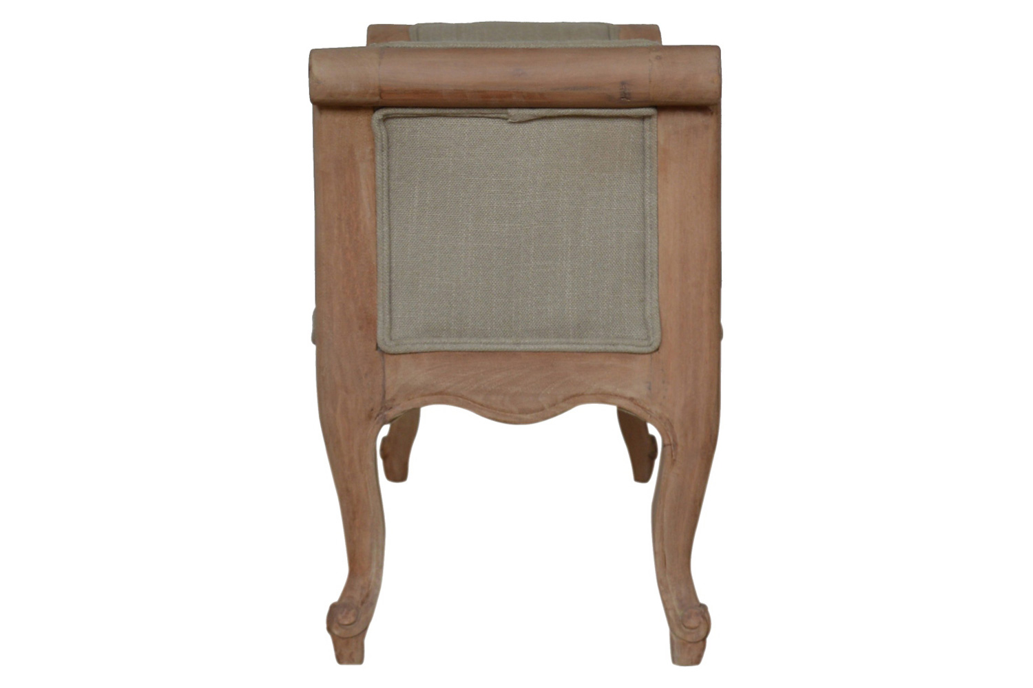 Artisan - Carved French Style Bench in Mud, Linen