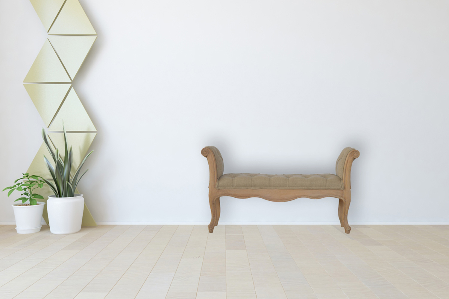 Artisan - Carved French Style Bench in Mud, Linen