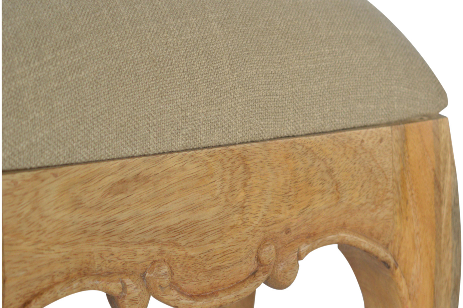Artisan - French Style Stool with Seat Pad in Mud, Linen