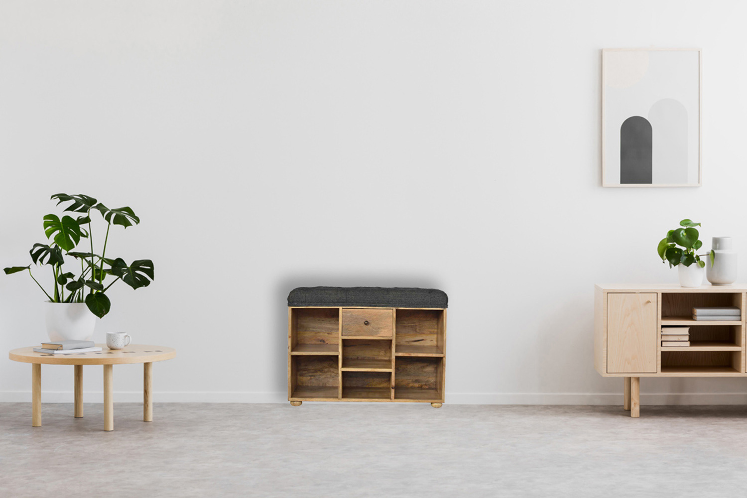 Artisan - Black Tweed 6 Slot Shoe Storage Bench