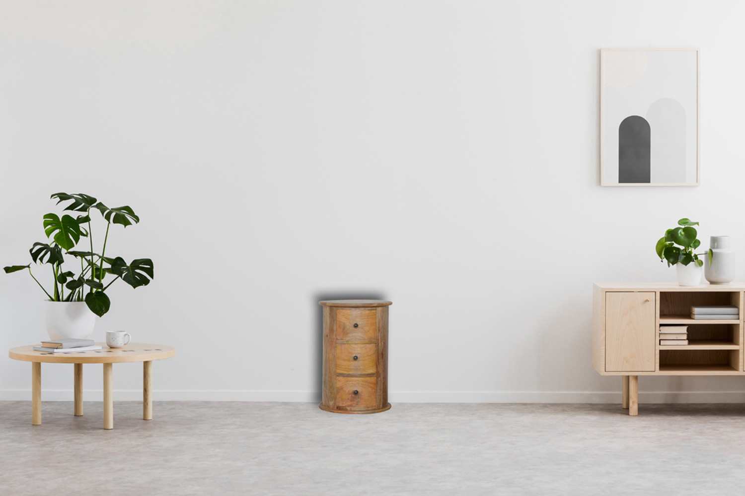 Artisan Drum Bedside - Oak-ish