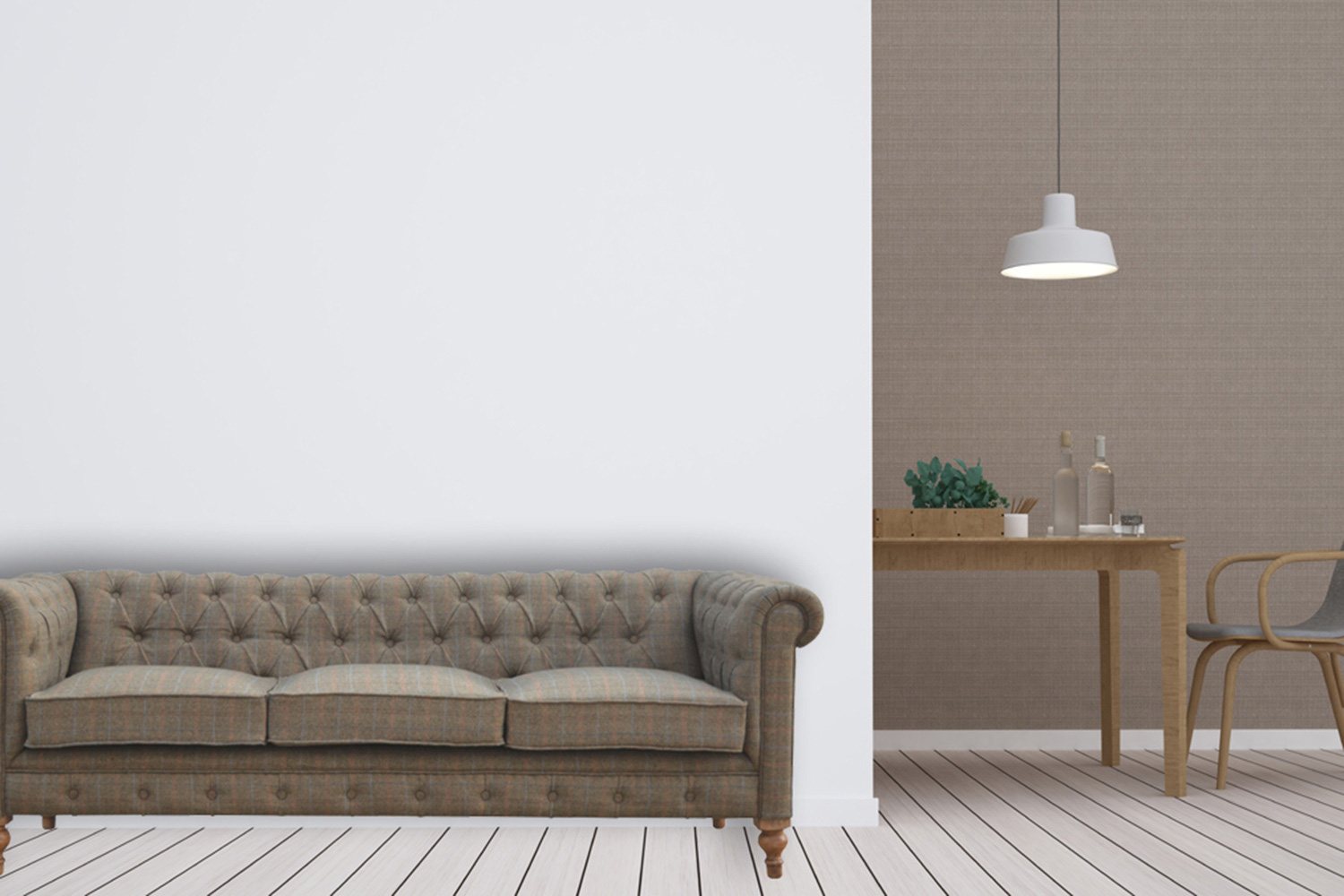 Artisan Chesterfield Sofa with 3 Seater - Gray, Multi Tweed