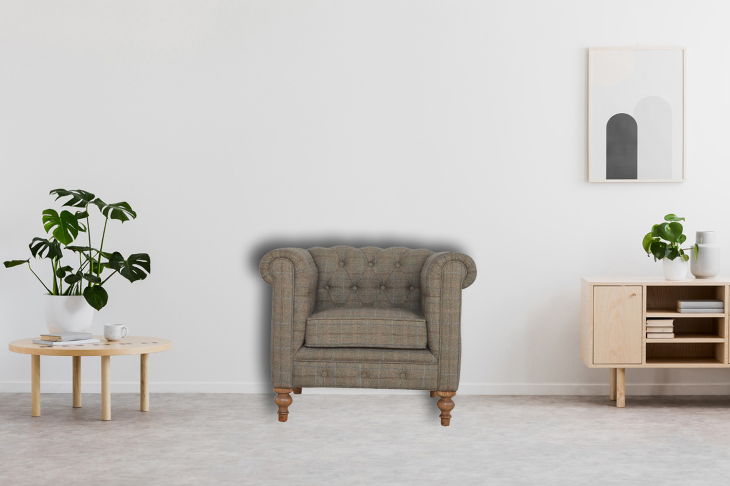 Artisan Chesterfield Armchair - Multi Tweed