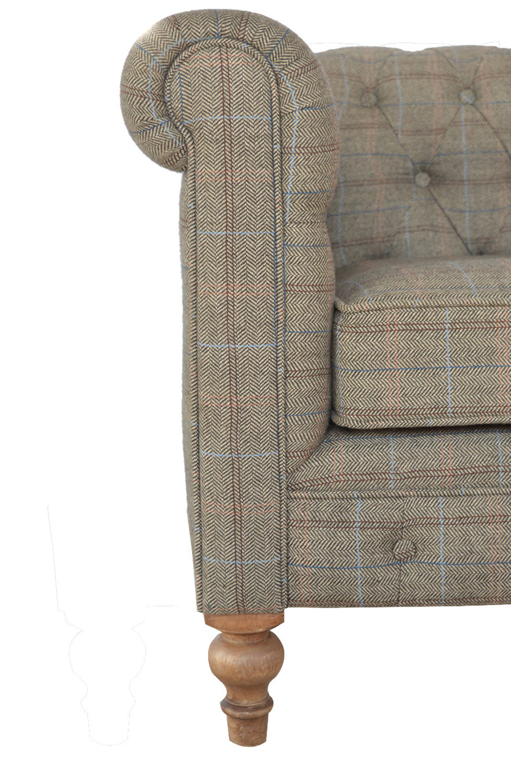 Artisan Chesterfield Sofa with 2 Seater - Gray, Multi Tweed