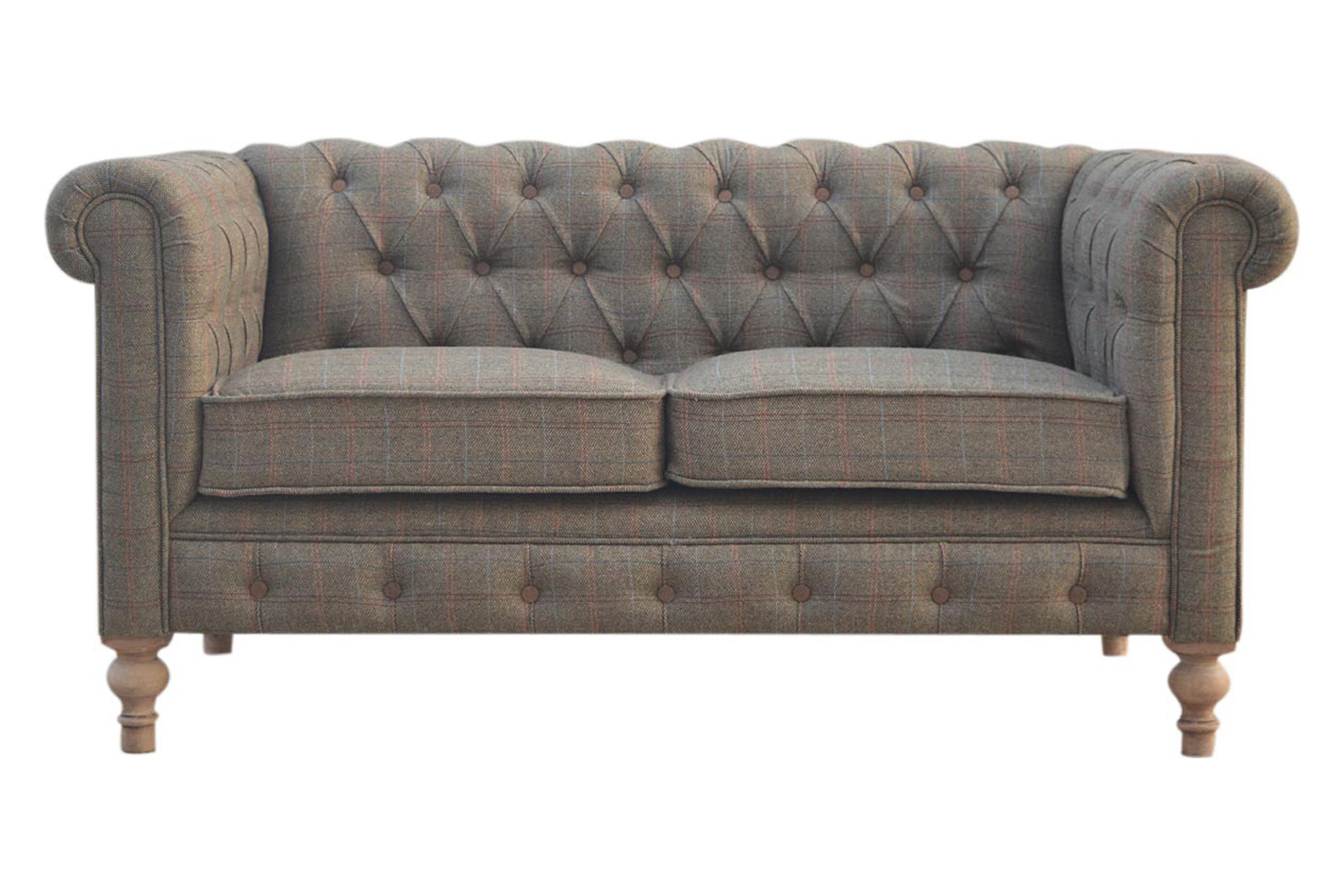 Artisan Chesterfield Sofa with 2 Seater - Gray, Multi Tweed