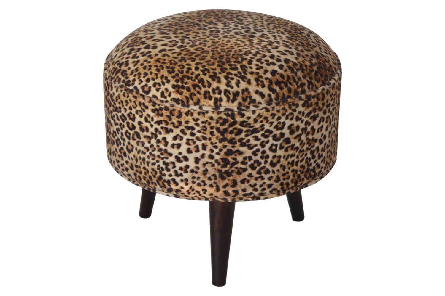 Artisan Nordic Style Footstool - Leopard, Velvet