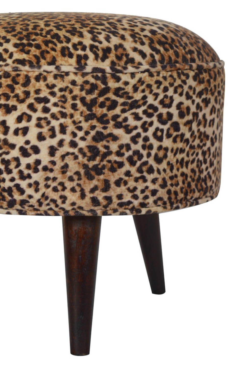 Artisan Nordic Style Footstool - Leopard, Velvet