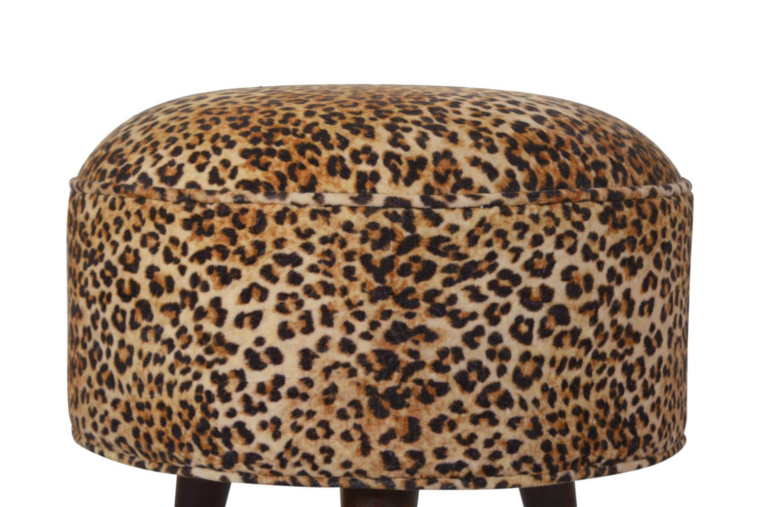 Artisan Nordic Style Footstool - Leopard, Velvet