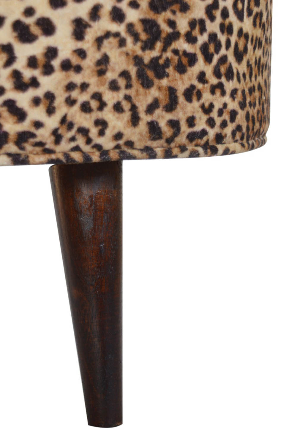 Artisan Nordic Style Footstool - Leopard, Velvet