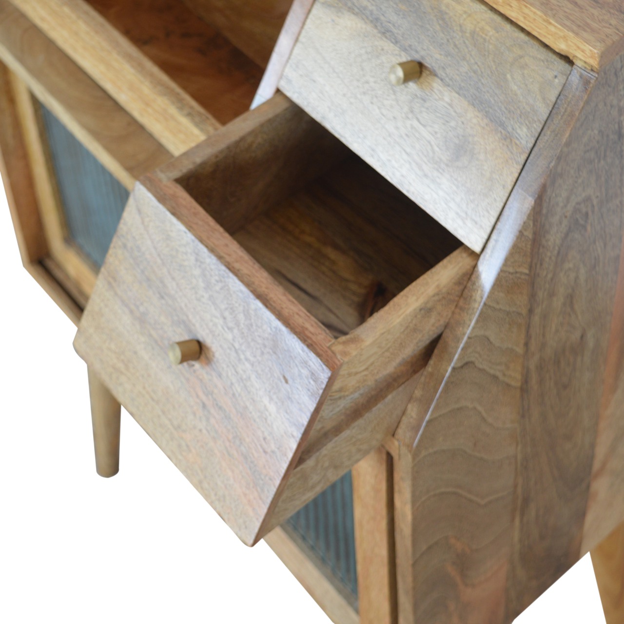 Artisan - Multi Drawer Nightstand in Oak-Ish, Glass